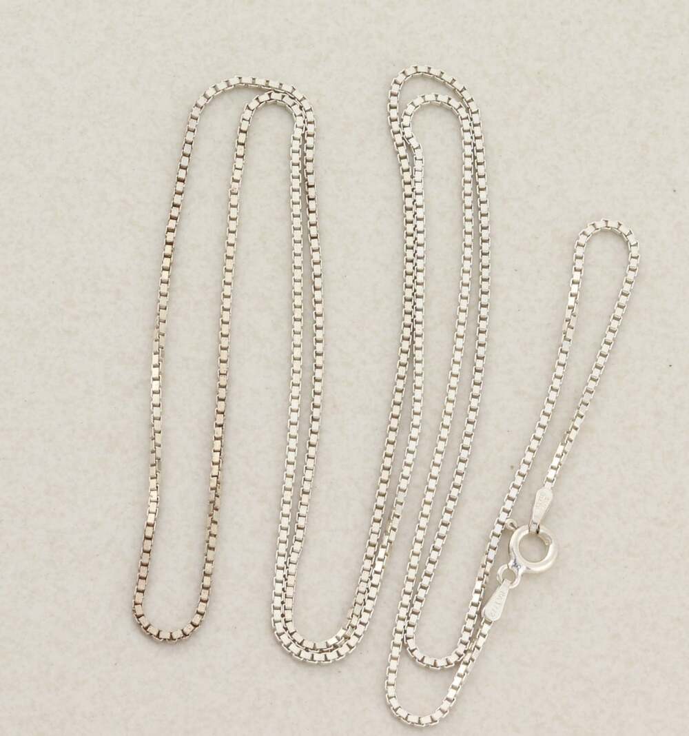 Sterling Silver Box Chain Necklace 30" inch